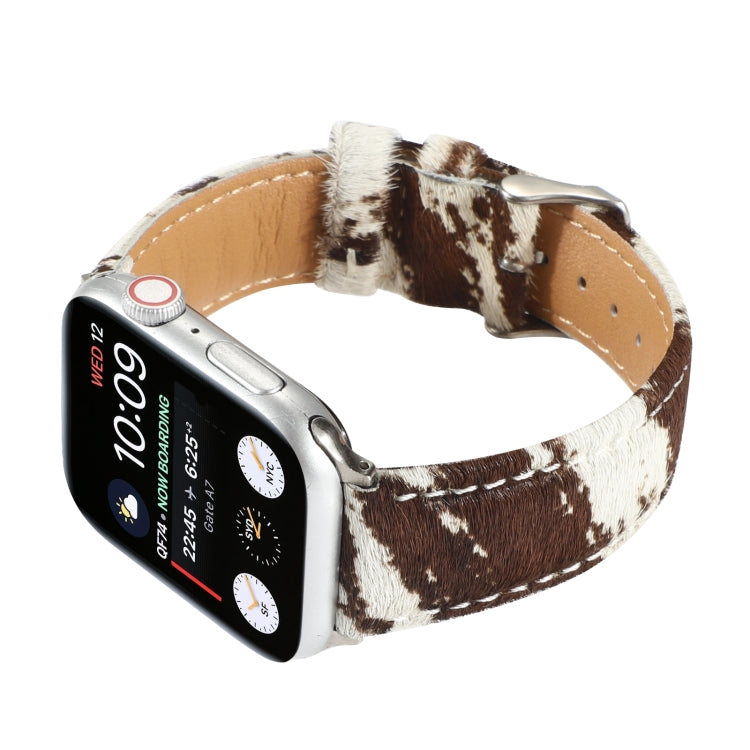 Horsehair Fluffy Leopard Print Leather Watch Band For Apple Watch Series 9&8&7 41mm / SE 3&SE 2&6&SE&5&4 40mm / 3&2&1 38mm(1) by buy2fix