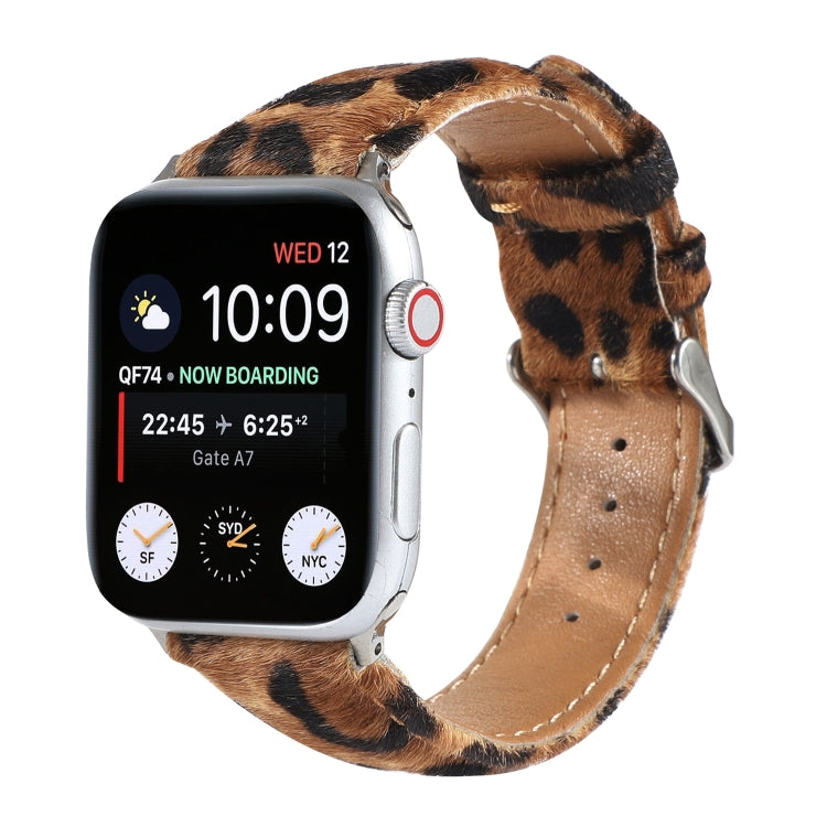 Horsehair Fluffy Leopard Print Leather Watch Band For Apple Watch Series 7 41mm / 6 & SE & 5 & 4 40mm / 3 & 2 & 1 38mm(3) by buy2fix