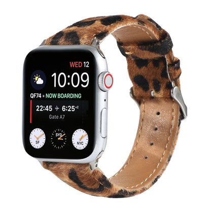 Horsehair Fluffy Leopard Print Leather Watch Band For Apple Watch Series 7 41mm / 6 & SE & 5 & 4 40mm / 3 & 2 & 1 38mm(3) by buy2fix