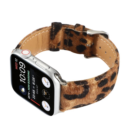 Horsehair Fluffy Leopard Print Leather Watch Band For Apple Watch Series 7 41mm / 6 & SE & 5 & 4 40mm / 3 & 2 & 1 38mm(3) by buy2fix