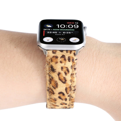 Horsehair Fluffy Leopard Print Leather Watch Band For Apple Watch Series 7 41mm / 6 & SE & 5 & 4 40mm / 3 & 2 & 1 38mm(5) by buy2fix