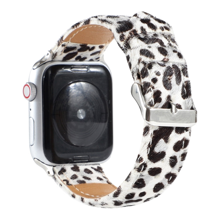 Horsehair Fluffy Leopard Print Leather Watch Band For Apple Watch Series 7 41mm / 6 & SE & 5 & 4 40mm / 3 & 2 & 1 38mm(6) by buy2fix