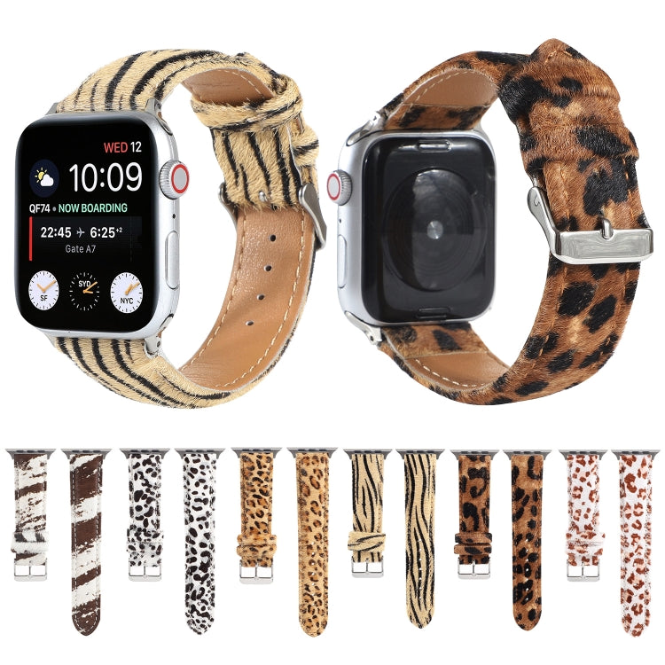 Horsehair Fluffy Leopard Print Leather Watch Band For Apple Watch Series 7 41mm / 6 & SE & 5 & 4 40mm / 3 & 2 & 1 38mm(6) by buy2fix