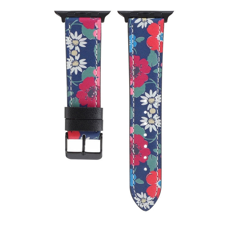 Printed Leather Watch Band For Apple Watch Series 7 45mm / 6 & SE & 5 & 4 44mm / 3 & 2 & 1 42mm(F) by buy2fix