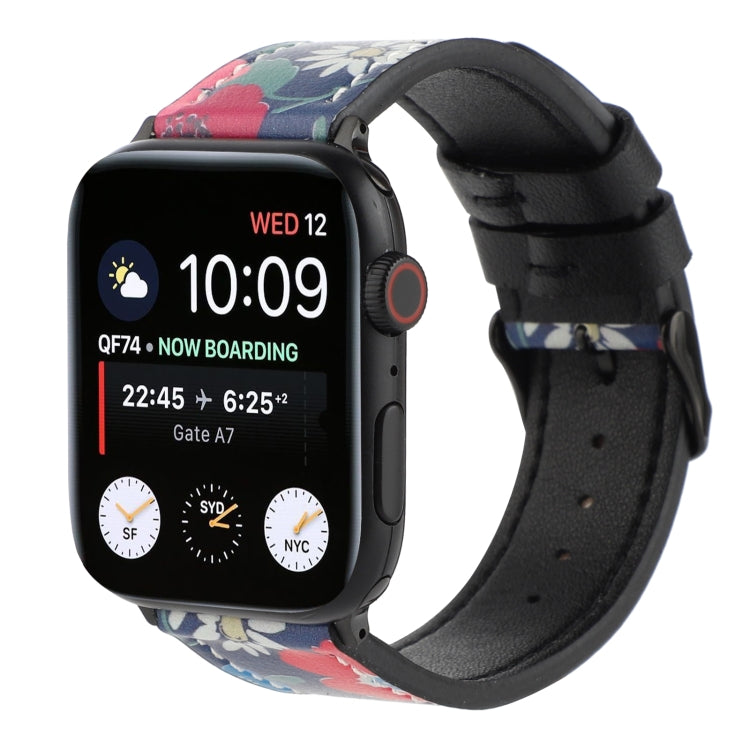 Printed Leather Watch Band For Apple Watch Series 7 45mm / 6 & SE & 5 & 4 44mm / 3 & 2 & 1 42mm(F) by buy2fix