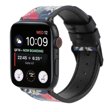 Printed Leather Watch Band For Apple Watch Series 7 45mm / 6 & SE & 5 & 4 44mm / 3 & 2 & 1 42mm(F) by buy2fix