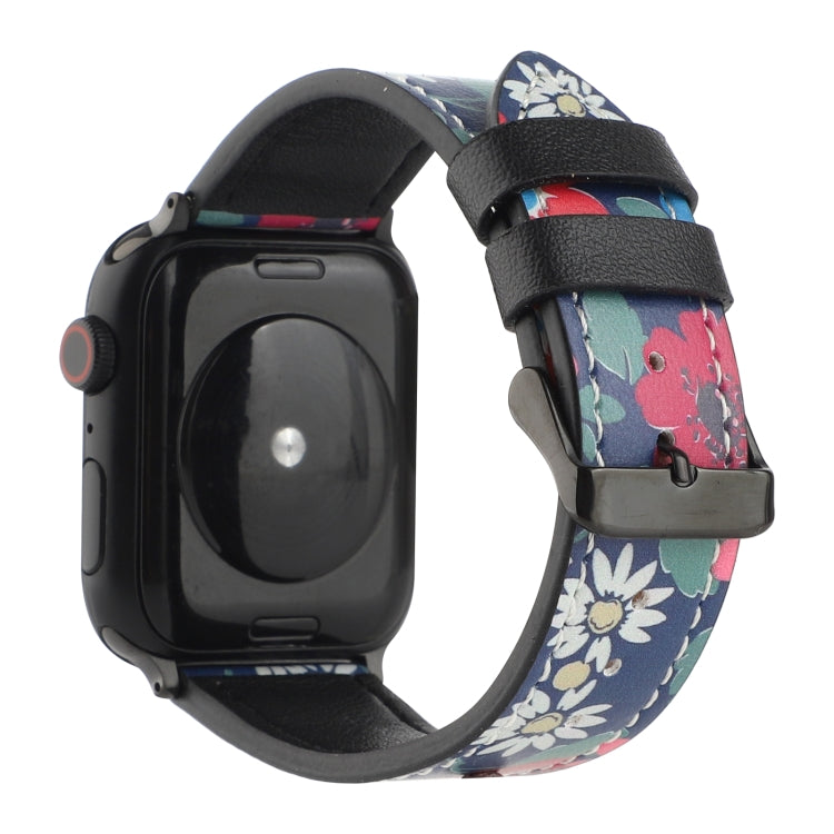 Printed Leather Watch Band For Apple Watch Series 7 45mm / 6 & SE & 5 & 4 44mm / 3 & 2 & 1 42mm(F) by buy2fix