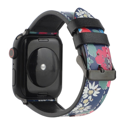 Printed Leather Watch Band For Apple Watch Series 7 45mm / 6 & SE & 5 & 4 44mm / 3 & 2 & 1 42mm(F) by buy2fix