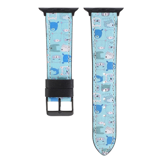 Printed Leather Watch Band For Apple Watch Series 7 45mm / 6 & SE & 5 & 4 44mm / 3 & 2 & 1 42mm(K) by buy2fix