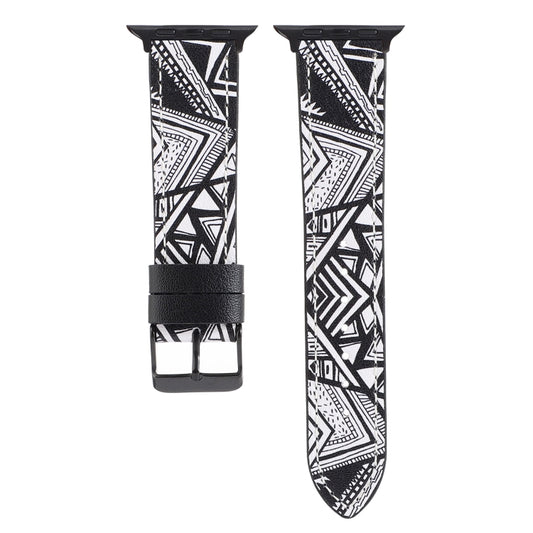 Printed Leather Watch Band For Apple Watch Series 7 45mm / 6 & SE & 5 & 4 44mm / 3 & 2 & 1 42mm(L) by buy2fix