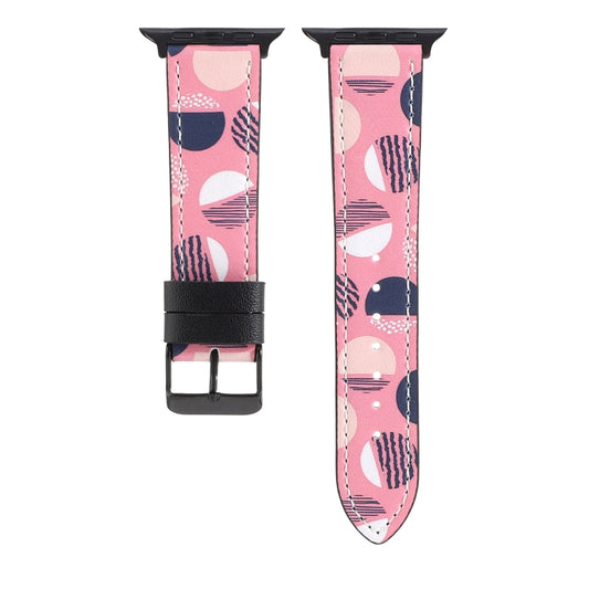 Printed Leather Watch Band For Apple Watch Series 7 45mm / 6 & SE & 5 & 4 44mm / 3 & 2 & 1 42mm(M) by buy2fix
