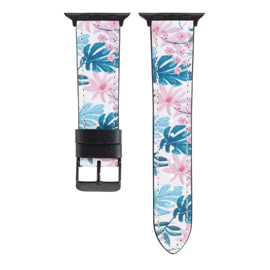 Printed Leather Watch Band For Apple Watch Series 9&8&7 41mm / SE 3&SE 2&6&SE&5&4 40mm / 3&2&1 38mm(A) by buy2fix