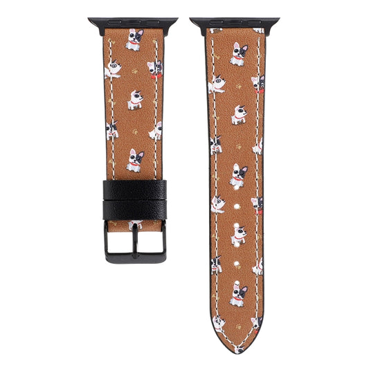 Printed Leather Watch Band For Apple Watch Series 9&8&7 41mm / SE 3&SE 2&6&SE&5&4 40mm / 3&2&1 38mm(B) by buy2fix