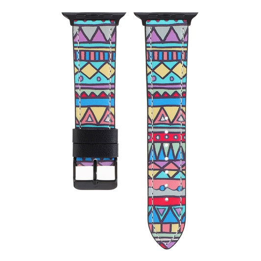 Printed Leather Watch Band For Apple Watch Series 7 41mm / 6 & SE & 5 & 4 40mm / 3 & 2 & 1 38mm(E) by buy2fix