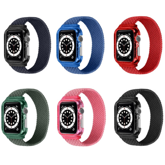 Weave Wrist Strap Watch Bands with Frame For Apple Watch Series 9&8&7 41mm / SE 3&SE 2&6&SE&5&4 40mm / 3&2&1 38mm, Length:140mm(Charcoal) by buy2fix