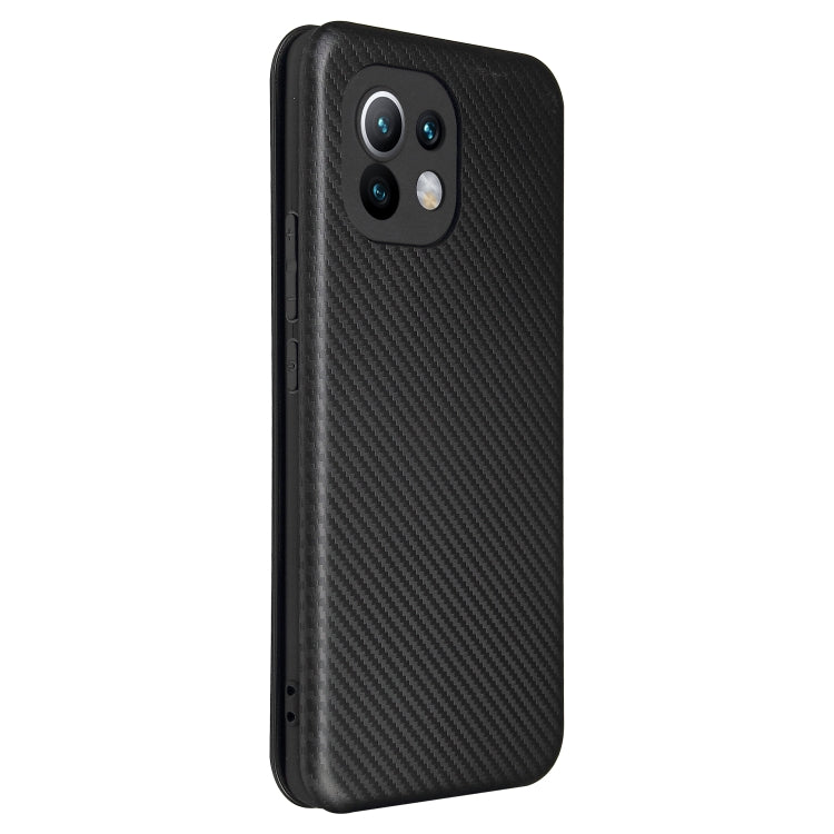For Xiaomi Mi 11 Carbon Fiber Texture Horizontal Flip TPU + PC + PU Leather Case with Card Slot(Black) by buy2fix