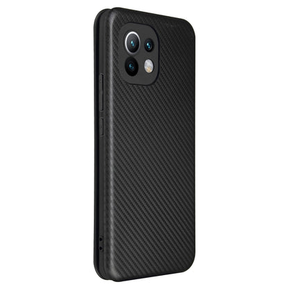 For Xiaomi Mi 11 Carbon Fiber Texture Horizontal Flip TPU + PC + PU Leather Case with Card Slot(Black) by buy2fix