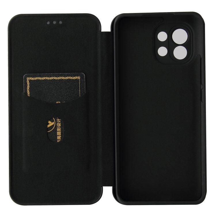 For Xiaomi Mi 11 Carbon Fiber Texture Horizontal Flip TPU + PC + PU Leather Case with Card Slot(Black) by buy2fix