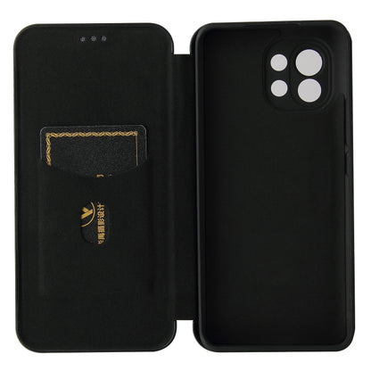 For Xiaomi Mi 11 Carbon Fiber Texture Horizontal Flip TPU + PC + PU Leather Case with Card Slot(Black) by buy2fix
