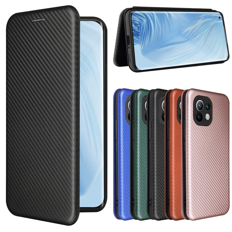 For Xiaomi Mi 11 Carbon Fiber Texture Horizontal Flip TPU + PC + PU Leather Case with Card Slot(Black) by buy2fix