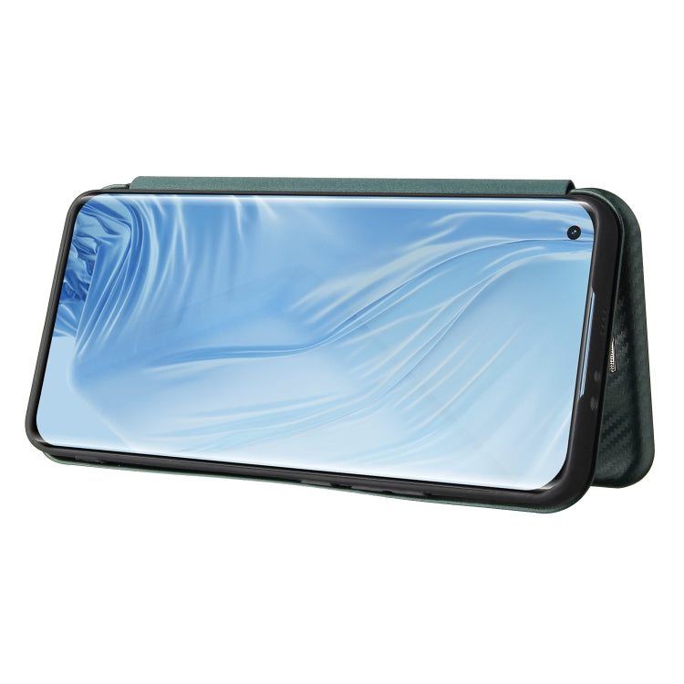 For Xiaomi Mi 11 Carbon Fiber Texture Horizontal Flip TPU + PC + PU Leather Case with Card Slot(Green) by buy2fix