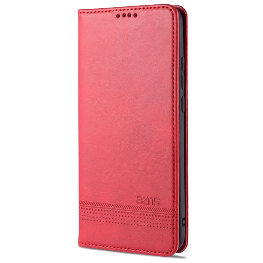 For Xiaomi Mi Note 10 Lite ZNS Magnetic Calf Texture Horizontal Flip Leather Case with Card Slots & Holder & Wallet(Red) by AZNS