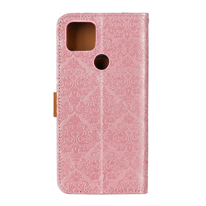 For Xiaomi Redmi 9C European Floral Embossed Copper Buckle Horizontal Flip PU Leather Case with Holder & Card Slots & Wallet & Photo Frame(Pink) by buy2fix
