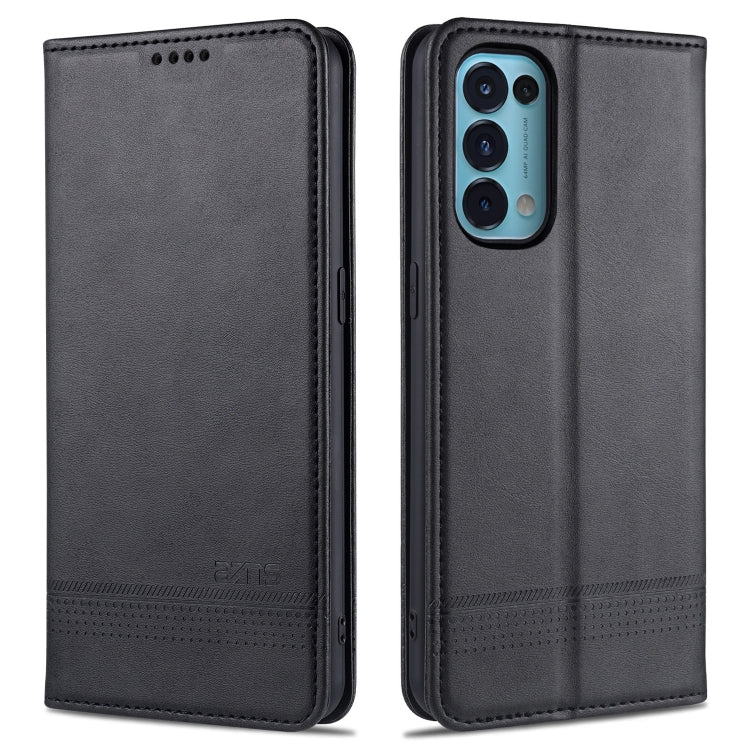 For Oppo Reno5 5G AZNS Magnetic Calf Texture Horizontal Flip Leather Case with Card Slots & Holder & Wallet(Black) - OPPO & vivo Accessories by AZNS | Online Shopping UK | buy2fix