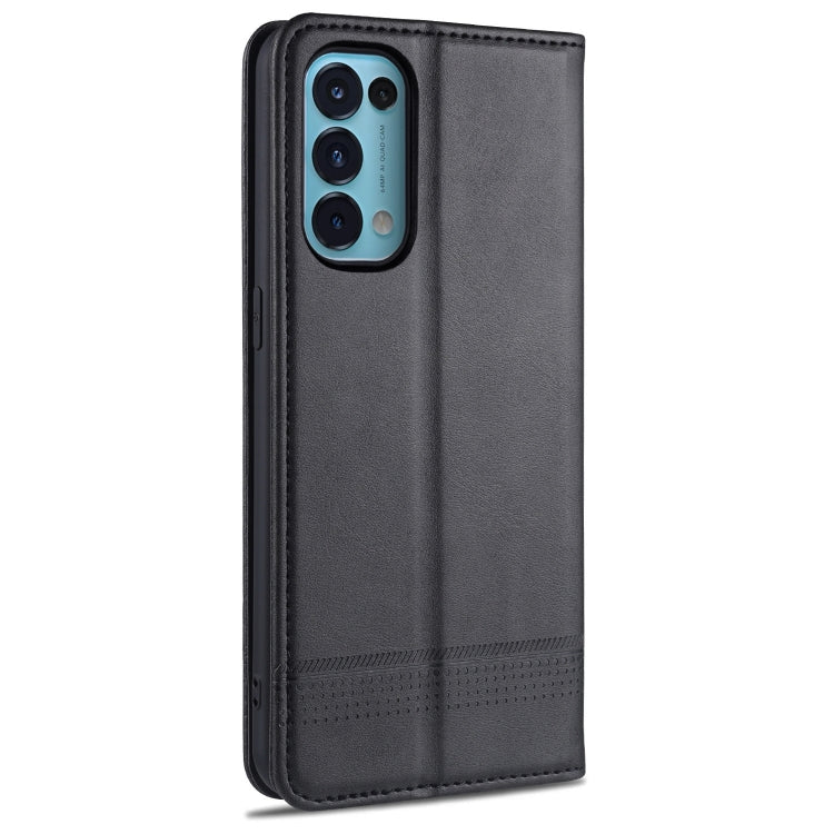 For Oppo Reno5 5G AZNS Magnetic Calf Texture Horizontal Flip Leather Case with Card Slots & Holder & Wallet(Black) - OPPO & vivo Accessories by AZNS | Online Shopping UK | buy2fix