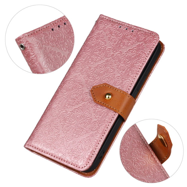 For Samsung Galaxy A41 European Floral Embossed Copper Buckle Horizontal Flip PU Leather Case with Holder & Card Slots & Wallet & Photo Frame(Pink) by buy2fix