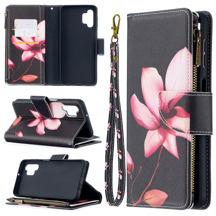 For Samsung Galaxy A32 5G Colored Drawing Pattern Zipper Horizontal Flip Leather Case with Holder & Card Slots & Wallet(Lotus) by buy2fix