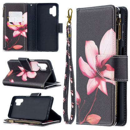 For Samsung Galaxy A32 5G Colored Drawing Pattern Zipper Horizontal Flip Leather Case with Holder & Card Slots & Wallet(Lotus) by buy2fix