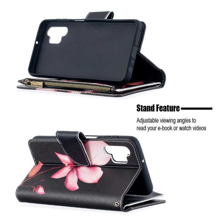 For Samsung Galaxy A32 5G Colored Drawing Pattern Zipper Horizontal Flip Leather Case with Holder & Card Slots & Wallet(Lotus) by buy2fix