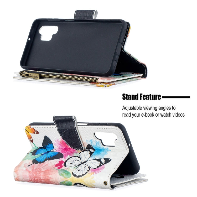 For Samsung Galaxy A32 5G Colored Drawing Pattern Zipper Horizontal Flip Leather Case with Holder & Card Slots & Wallet(Two Butterflies) by buy2fix