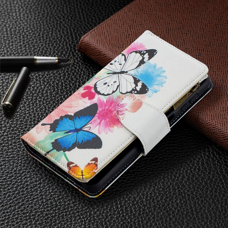 For Samsung Galaxy A32 5G Colored Drawing Pattern Zipper Horizontal Flip Leather Case with Holder & Card Slots & Wallet(Two Butterflies) by buy2fix