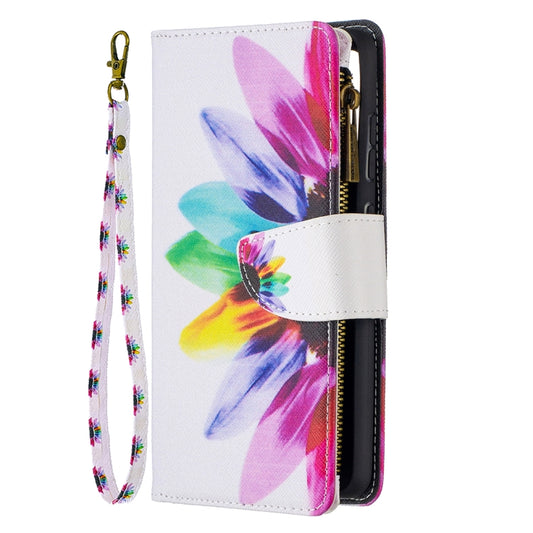 For Samsung Galaxy A52 5G / 4G Colored Drawing Pattern Zipper Horizontal Flip Leather Case with Holder & Card Slots & Wallet(Sun Flower) by buy2fix