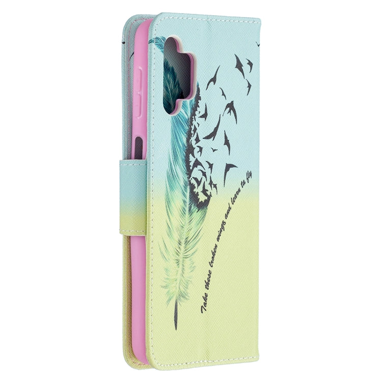 For Samsung Galaxy A32 5G Colored Drawing Pattern Horizontal Flip Leather Case with Holder & Card Slots & Wallet(Feather) by buy2fix