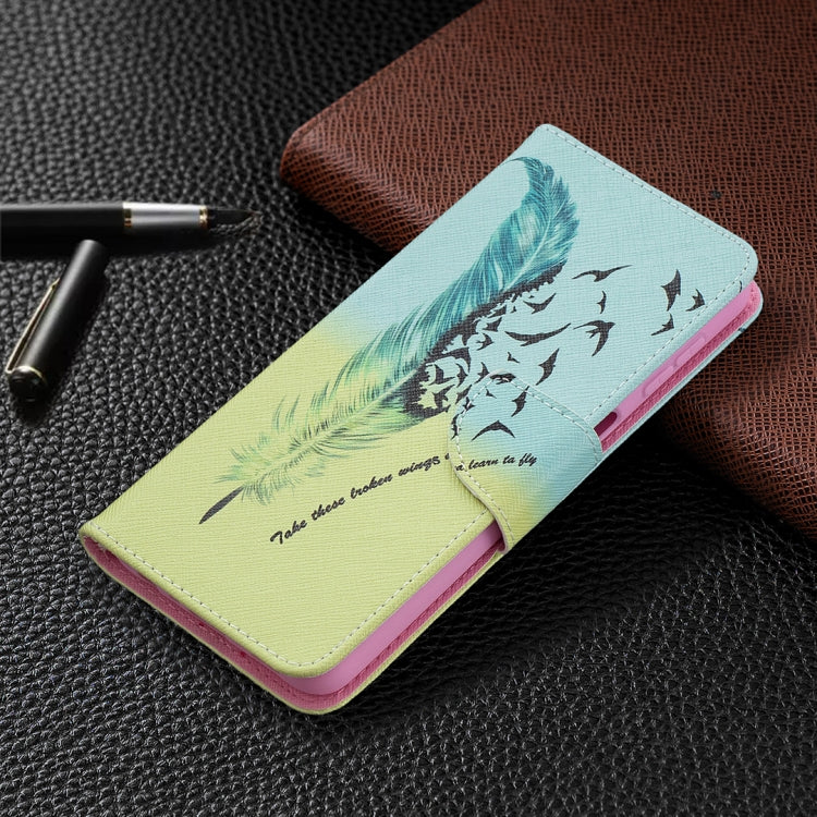 For Samsung Galaxy A32 5G Colored Drawing Pattern Horizontal Flip Leather Case with Holder & Card Slots & Wallet(Feather) by buy2fix