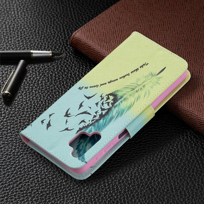 For Samsung Galaxy A32 5G Colored Drawing Pattern Horizontal Flip Leather Case with Holder & Card Slots & Wallet(Feather) by buy2fix
