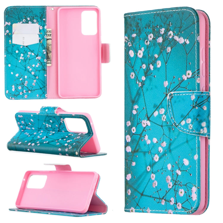 For Samsung Galaxy A52 5G / 4G Colored Drawing Pattern Horizontal Flip Leather Case with Holder & Card Slots & Wallet(Plum Blossom) by buy2fix