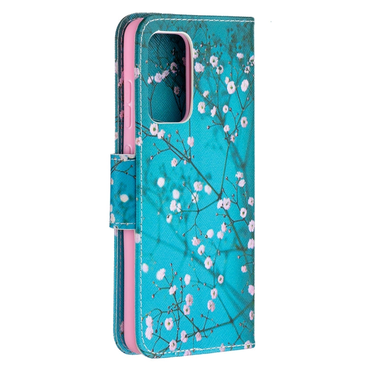 For Samsung Galaxy A52 5G / 4G Colored Drawing Pattern Horizontal Flip Leather Case with Holder & Card Slots & Wallet(Plum Blossom) by buy2fix