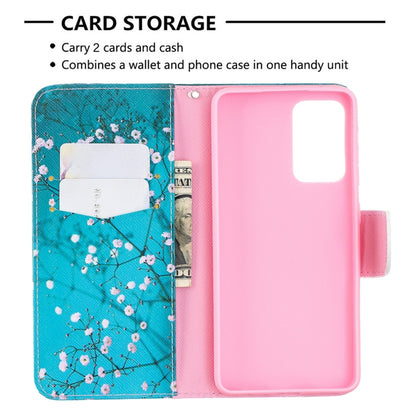For Samsung Galaxy A52 5G / 4G Colored Drawing Pattern Horizontal Flip Leather Case with Holder & Card Slots & Wallet(Plum Blossom) by buy2fix