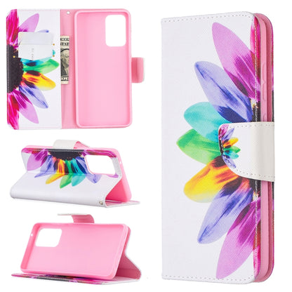 For Samsung Galaxy A52 5G / 4G Colored Drawing Pattern Horizontal Flip Leather Case with Holder & Card Slots & Wallet(Sun Flower) by buy2fix