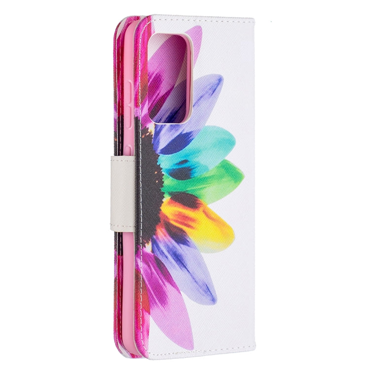For Samsung Galaxy A52 5G / 4G Colored Drawing Pattern Horizontal Flip Leather Case with Holder & Card Slots & Wallet(Sun Flower) by buy2fix