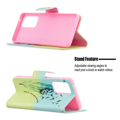 For Samsung Galaxy A52 5G / 4G Colored Drawing Pattern Horizontal Flip Leather Case with Holder & Card Slots & Wallet(Feather) by buy2fix