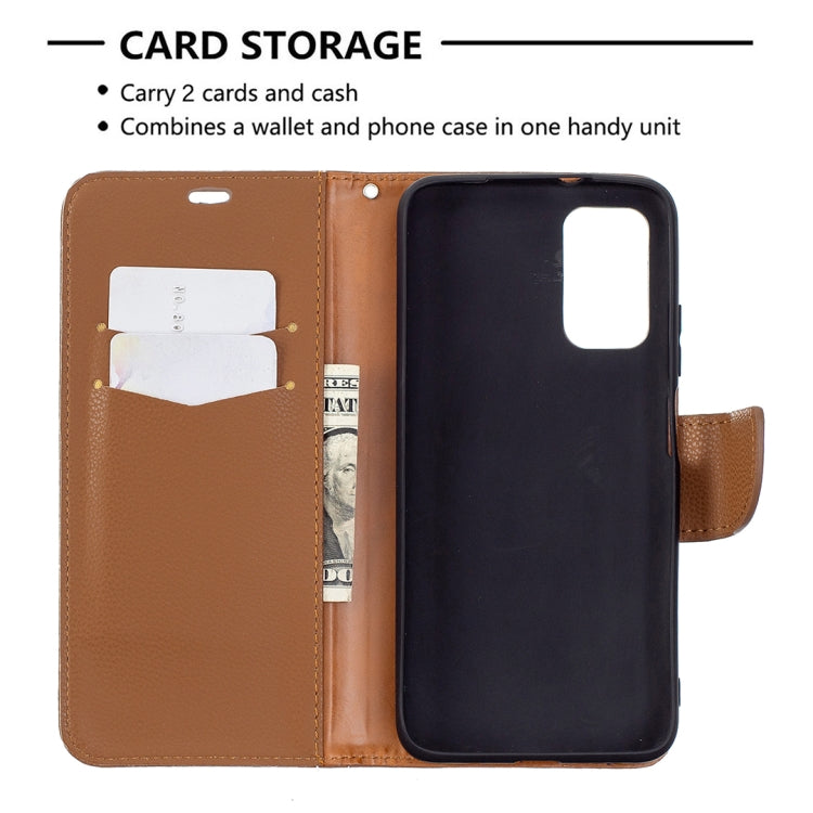 For Xiaomi Poco M3 Litchi Texture Pure Color Horizontal Flip PU Leather Case with Holder & Card Slots & Wallet & Lanyard(Brown) by buy2fix