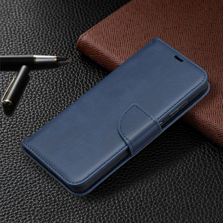 For Samsung Galaxy A52 5G Retro Lambskin Texture Pure Color Horizontal Flip PU Leather Case with Holder & Card Slots & Wallet & Lanyard(Blue) by buy2fix