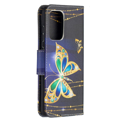 For Samsung Galaxy A52 5G / 4G Colored Drawing Pattern Horizontal Flip Leather Case with Holder & Card Slots & Wallet(Golden Butterfly) by buy2fix