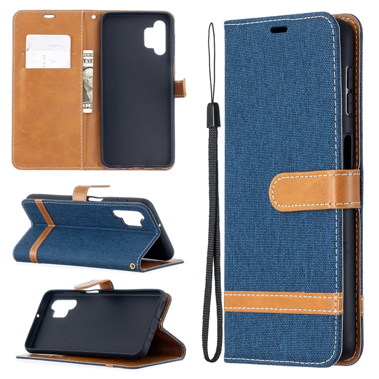 For Samsung Galaxy A32 5G Color Matching Denim Texture Horizontal Flip Leather Case with Holder & Card Slots & Wallet & Lanyard(Dark Blue) by buy2fix