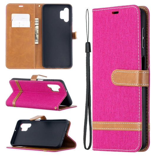 For Samsung Galaxy A32 5G Color Matching Denim Texture Horizontal Flip Leather Case with Holder & Card Slots & Wallet & Lanyard(Rose Red) by buy2fix